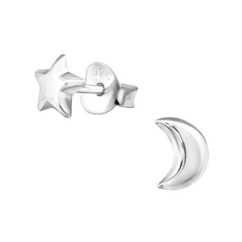 Moon And Star Sterling Silver Earrings, 4 of 7