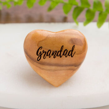 Daddy Dad Grandad Olive Wood Heart Hug Pocket Token, 2 of 9