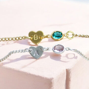 Dainty Heart Bracelet With Birthstone, 2 of 8