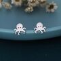 Sterling Silver Tiny Octopus Stud Earrings/Screw Back/Flat Back Earrings, thumbnail 1 of 12