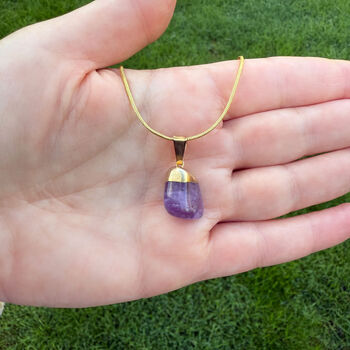 Amethyst Pendant Gifts For Her / Gold Plated 18' Chain, 3 of 4
