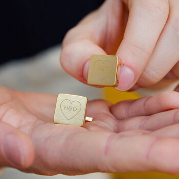 Wedding Couples Heart Personalised Square Cufflinks, 2 of 12
