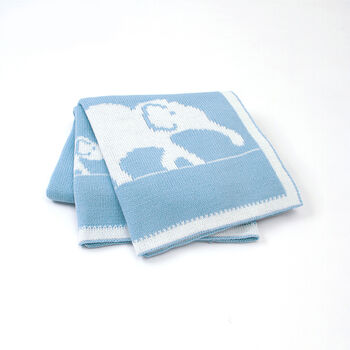 Personalised Elephant Reversible Blanket Blue And White, 3 of 6