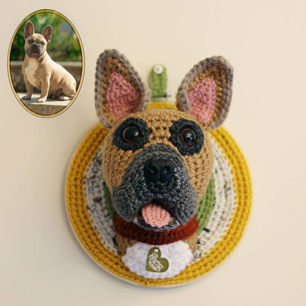 Personalised Crocheted Dog Head Wall Hanging By Lovingly Handmade Crochet