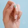 Sterling Silver Green Opal Leaf Huggie Hoop Earrings, thumbnail 4 of 10