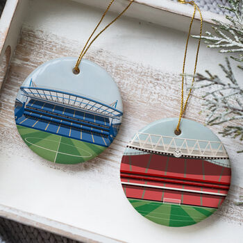 Any Football Stadium Illustrated Christmas Bauble Decoration, 2 of 6