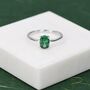 Sterling Silver One Carat Emerald Green Cz Oval Cut Ring, thumbnail 1 of 11