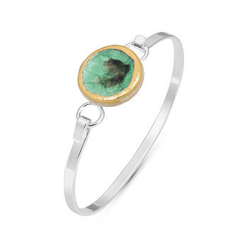 Round Emerald Reef Silver Plated Bangle, 4 of 5