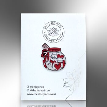 Mason Jar Of Cats And Hearts Valentine's Enamel Pin, 4 of 8