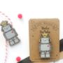 Cute Robot Wooden Pin Badge, thumbnail 2 of 7