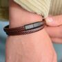 Men's Personalised Recycled Leather Double Wrap Bracelet, thumbnail 3 of 8