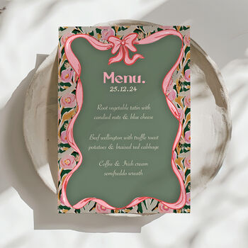 Personalised Festive Harlequin Christmas Dinner Menu Digital Download, 6 of 7