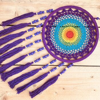 Large Deep Purple Dream Catcher Wooden Beads, 4 of 8