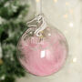 Personalised Unicorn Christmas Glass Feather Bauble, thumbnail 2 of 2