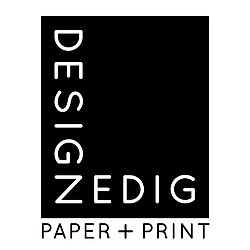 zedig design logo, paper and print