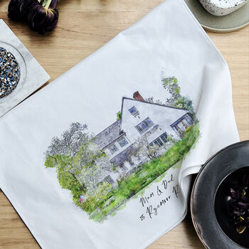 Personalised Watercolour First Home New Home Tea Towel, 5 of 7