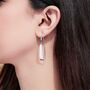 Tapered Bar Sterling Silver Elliptical Hoop Earrings, thumbnail 7 of 12