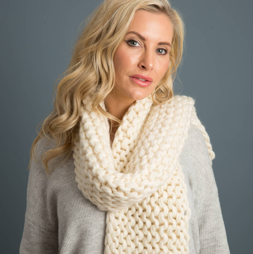 chunky scarf for beginners knitting kit by wool couture