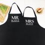Mr And Mrs Personalised Couples Aprons, thumbnail 1 of 7
