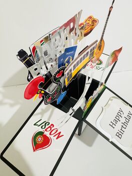 Personalisable Lisbon Portugal Themed 3D Greeting/Gift Card, 4 of 6