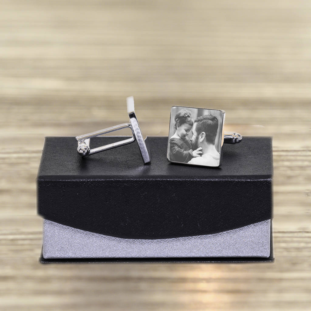 personalised wedding party photo cufflinks by nest
