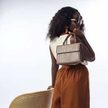 Nude Nappa Leather Crossbody Handbag With Strap, 2 of 5