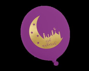 Eid Party Balloons 10pk Purple And Gold, 2 of 3
