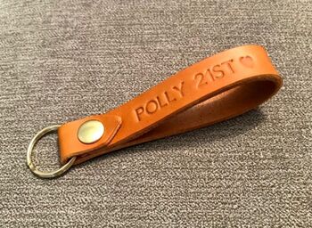 Personalised Tan Leather Keyring, 3 of 12