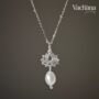 Sterling Silver 925 Lotus And Pearl Pendant Necklace, thumbnail 3 of 4