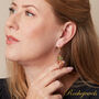 Multicoloured Tourmaline Pebble Shaped Leaf Drop Gold Earrings, thumbnail 4 of 11