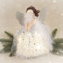 Silver Brunette Light Up Angel Tree Topper Decoration, thumbnail 1 of 12