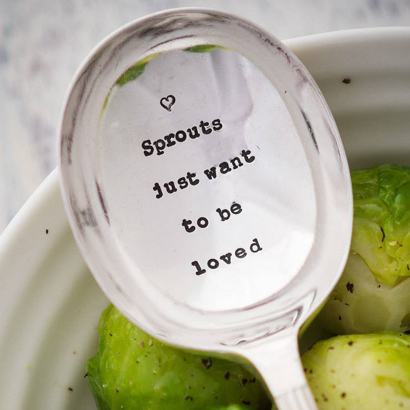 'Sprouts Just Want To Be Loved' Christmas Table Spoon, 1 of 2
