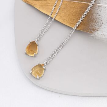 Genuine Yellow Citrine Droplet Necklace Sterling Silver, 3 of 11