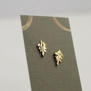 Gold Fern Leaf Stud Earrings, 5 of 7