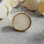 White Marbled Stone Brass Rimmed Cabinet Knob, thumbnail 1 of 4