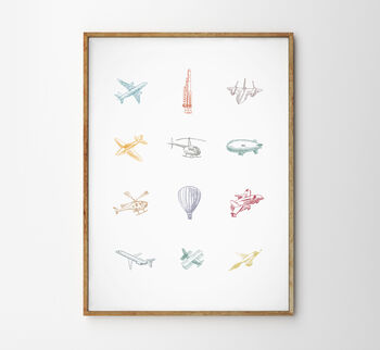 Children’s Personalised Flying Machines Art Print, 7 of 12