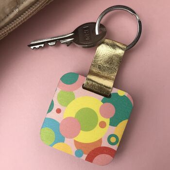 Personalised Colourful Circle Print Mirror Keyring, 3 of 6