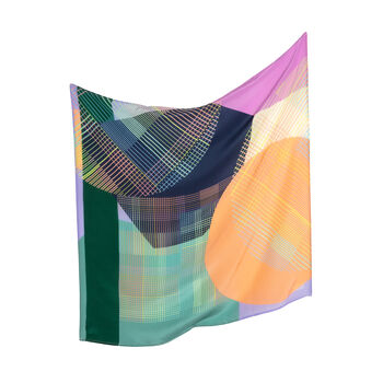 Willow Geometric Square Silk Scarf, 4 of 4