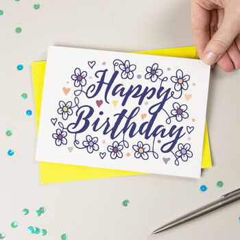 Floral Happy Birthday Greetings Card, 2 of 4