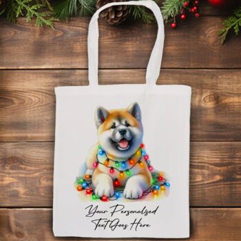 Personalised Akita In Christmas Lights, 4 of 10