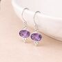 Sterling Silver Amethyst Drop Earrings – 10mm X 8mm, thumbnail 1 of 11