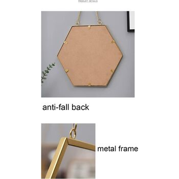 Hexagon Metal Frame Decorative Wall Hanging Mirror, 6 of 9