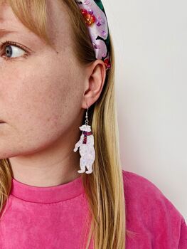 Polar Bear Christmas Glitter Resin Earrings / Festive Jewellery / Winter Animal Jewellery / Christmas Gift, 5 of 5