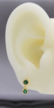 Emerald Green Double Cz Dangle Stud Earrings, 8 of 11