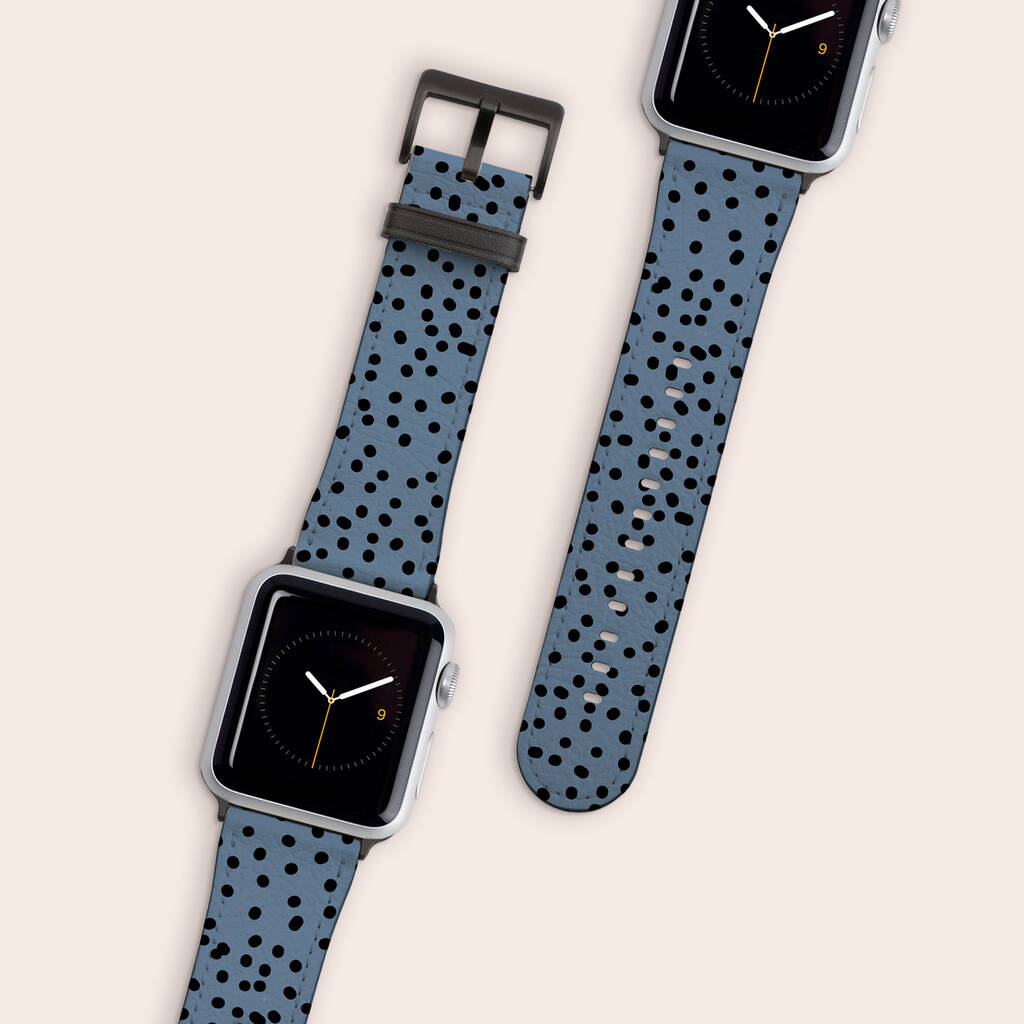 Blue Polka Dot Vegan Leather Apple Watch Band, 1 of 6