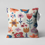 Soft Cushion Cover With Abstract Multicoloured Flowers, thumbnail 1 of 7