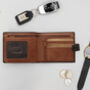 Personalised Dark Brown And Tan Leather Wallet Rfid, thumbnail 4 of 9