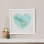 Custom Map Heart Wedding Wall Art Print, 37cm, thumbnail 3 of 6