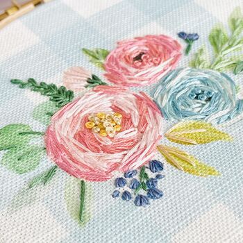 Gingham Floral Bouquet Embroidery Kit, 4 of 5