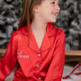 Personalised Girl's Luxury Red Christmas Silky Satin Pyjamas, thumbnail 5 of 12
